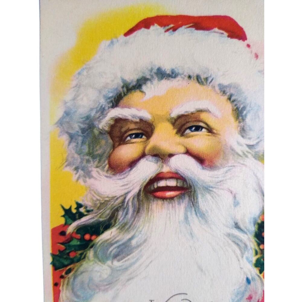 Santa Claus Christmas Postcard Jolly Face Large Image Karley Vintage Unused